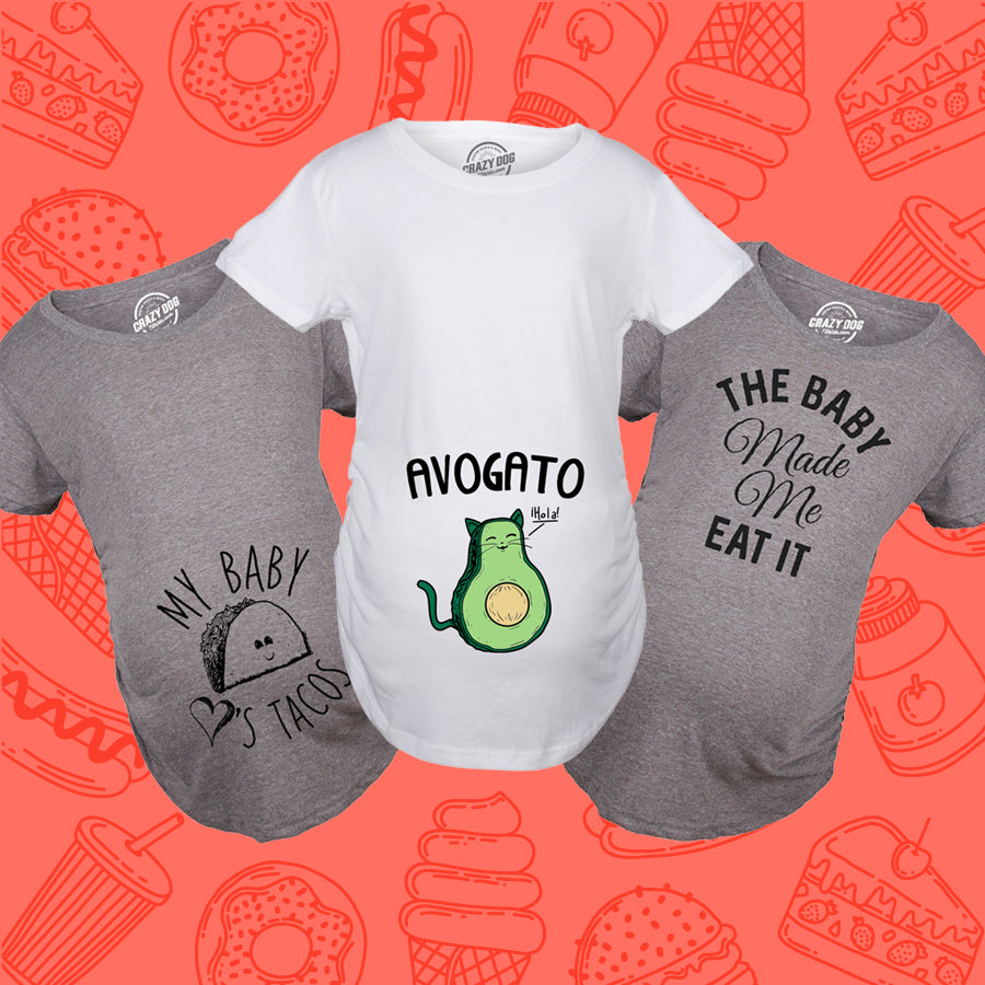 MYHALF Eating Tacos for Two Maternity Shirt Cute Graphic Letter Print T-Shirt Pregnancy Announcement Short Sleeve Tees Tops