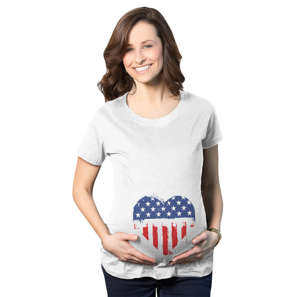 USA Heart Belly Maternity Tshirt