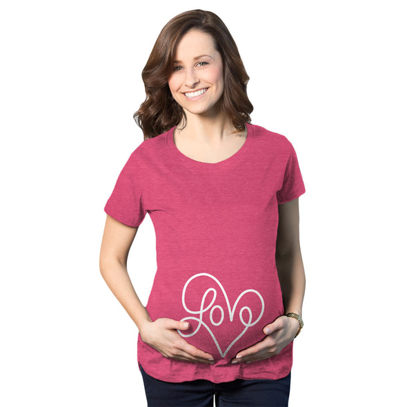 Love Script Heart Maternity Tshirt