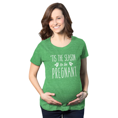 Tis The Season to Be Pregnant Holiday Maternity Tshirt