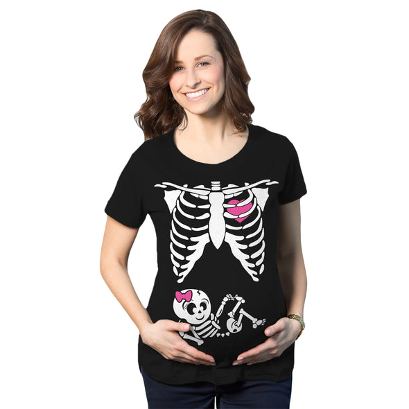 Skeleton Baby Girl Maternity Tshirt