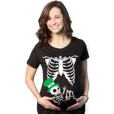St. Patrick's Day Baby Skeleton Maternity Tshirt